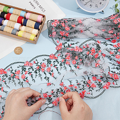 2 ярд полиэстеровой кружевной отделки с цветочной вышивкой&nbsp;DIY-BC0013-21C