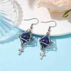 Lapis naturali orecchini ciondola lazuli&nbsp;EJEW-JE05600-02