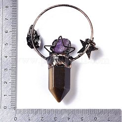 Большие подвески с граненой заостренной пулей и натуральным тигровым глазом&nbsp;G-B073-01R-04