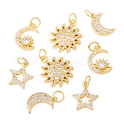 8 шт. 4 стиля латунные подвески с микропаве и кубическим цирконием&nbsp;KK-TA0002-32
