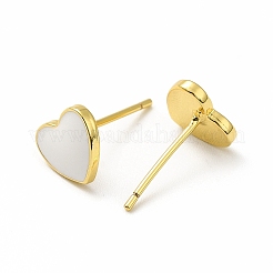 Orecchini a bottone con cuore smaltato&nbsp;EJEW-H093-16B-G