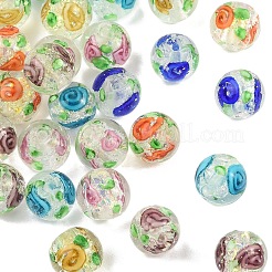 30 шт. 6-х цветные бусины ручной работы из фольги в технике лэмпворк&nbsp;FOIL-YW0001-04