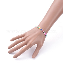 Bracelets extensibles de perles de rocaille de verre rectangle&nbsp;BJEW-JB05298-03