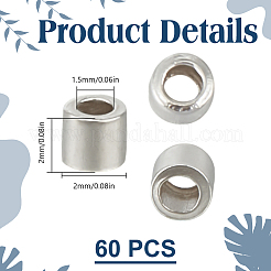 60 pz. 925 perline tubolari distanziatrici in argento sterling&nbsp;STER-DR0001-29