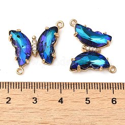 Facettierte Glasverbinder-Charms aus Messing mit Pavé-Fassung&nbsp;FIND-Z020-04D
