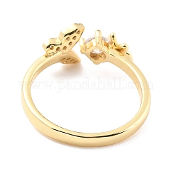 Кольцо-манжета из латуни с микропаве и кубическим цирконием&nbsp;RJEW-F116-20G