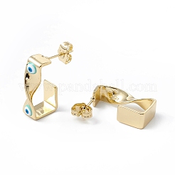 Серьги-гвоздики с латунной эмалью от сглаза&nbsp;EJEW-A093-04G-M