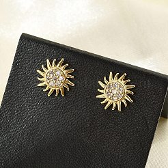 Серьги-гвоздики из циркония&nbsp;EJEW-R016-26G-08