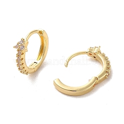 Orecchini a cerchio con micro pavé di zirconi in ottone placcato cremagliera&nbsp;EJEW-A031-22G