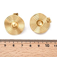 Серьги-гвоздики из нержавеющей стали 304 с волнистыми плоскими круглыми бусинами&nbsp;EJEW-K268-53A-G