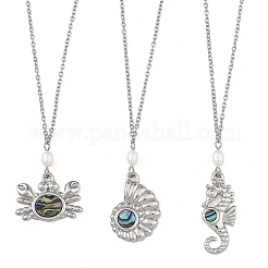 Collier avec pendentif en alliage de nacre d'ormeau naturelle&nbsp;NJEW-JN06524