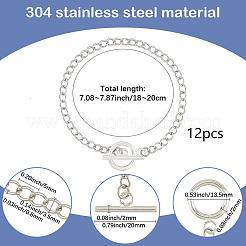 12шт. браслеты из витой цепи из нержавеющей стали 304&nbsp;BJEW-SC0001-61P