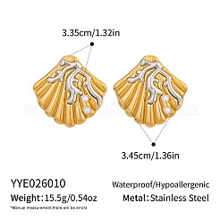 Boucles d'oreilles puces en acier inoxydable 304 bicolore avec perles de nacre pour femmes&nbsp;IE0729