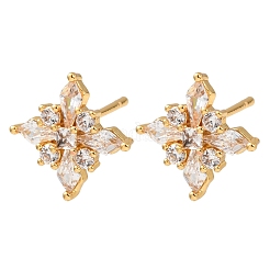 Aretes de circonita cúbica transparente con micropavé de latón para mujer&nbsp;EJEW-F418-18G