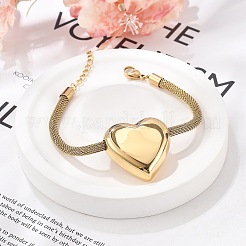 Bracciali a maglie a cuore in acciaio inossidabile 304&nbsp;BJEW-C089-12G