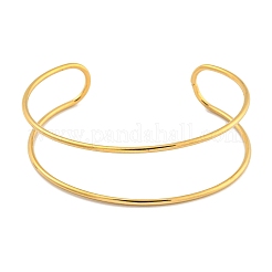 Ионное покрытие (IP) полые браслеты-манжеты из нержавеющей стали 304 для женщин и мужчин&nbsp;BJEW-P331-02G