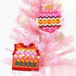 Bricolage arbre de noël et couronne et cloche et chaussette et gilet art de tissage en bois&nbsp;DIY-P033-04