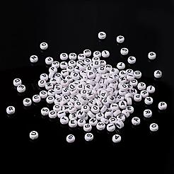 Смешанные буквы белые акриловые бусины с горизонтальным отверстием&nbsp;X-PL37C9070