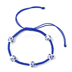 Круглые фарфоровые керамические бусины ручной работы с цветочным принтом&nbsp;BJEW-JB12841