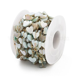 Сердце ручной работы из натуральных ракушек и цепочек из бисера&nbsp;CHS-P019-05G