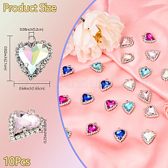 10 stücke 5 farben glas strass anhänger&nbsp;RGLA-YW0002-07