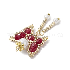 Подвески-бабочки из стеклянного бисера&nbsp;PALLOY-MZ00649-03