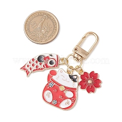 Pendentif décoratif en alliage émaillé en forme de fleur de poisson et de chat porte-bonheur&nbsp;AL-CJEB47-01