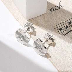 Orecchini a bottone con micro pavé di zirconi chiari in ottone placcato cremagliera&nbsp;EJEW-K299-01P-F