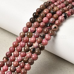 Природные родонит бисер нитей&nbsp;G-G735-10-4mm