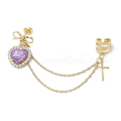 Alliage coeur en strass boucles d'oreille&nbsp;EJEW-JE06241