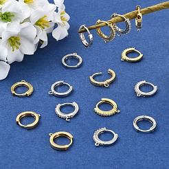 16 Stück 4 Stile Messing Micro Pave klare Zirkonia Huggie Hoop Ohrring Zubehörse&nbsp;EJEW-YW0001-19