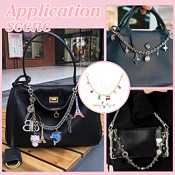 Сплав эмаль со стеклянным сердцем динозавр вишня подвеска алюминиевая панцирная цепочка сумка декоративные цепи&nbsp;AJEW-PH01668