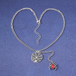 Ожерелья с подвесками из цинкового сплава и железа с рубиновыми стразами на Хэллоуин&nbsp;FS-WG5FEAB-02