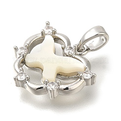 Подвески из латуни с микропаве из кубических цирконий и ракушек&nbsp;KK-K388-82P