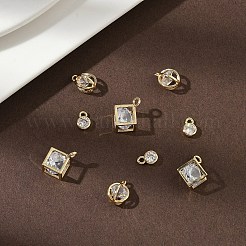 3 шт. 3 стиля подвески-шармы из латуни с микропаве из прозрачного кубического циркония&nbsp;ZIRC-YW0001-35