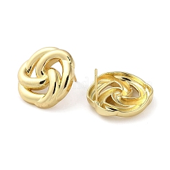 Boucle d'oreille fleur en laiton plaqué en rack&nbsp;EJEW-H099-06G