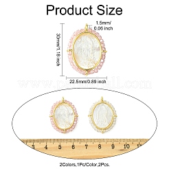 2 шт. подвески из латуни с микропаве из кубического циркония и ракушек&nbsp;KK-CJ0003-03