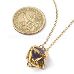 Смешанные круглые ожерелья с подвесками из натуральных драгоценных камней&nbsp;NJEW-JN04548-01