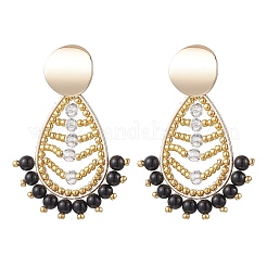 Orecchini pendenti a goccia in onice nero naturale&nbsp;EJEW-MZ00526-03