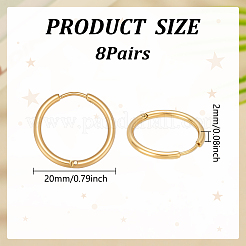 8 пара серег-колец Huggie Hoop из нержавеющей стали 304 с ионным покрытием (IP)&nbsp;EJEW-UN0003-06