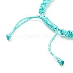 Pulsera trenzada de cordón ondulado de poliéster encerado con cuentas de acero inoxidable 304&nbsp;BJEW-JB08254