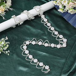 Пластиковые цветочные жемчужные и железные и хрустальные стразы цепочки&nbsp;CH-WH20003-01