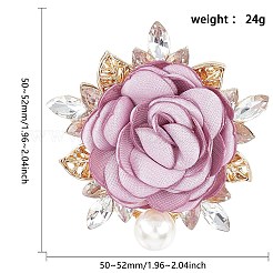 Тканевая роза с брошью из хрусталя и страз&nbsp;JEWB-WH0028-13LG