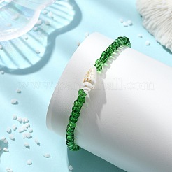 5 pulsera elástica de cuentas de vidrio y conchas marinas naturales para mujer&nbsp;BJEW-JB13922