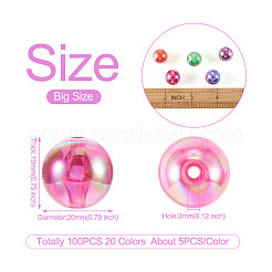 100шт 20 цвета прозрачные акриловые бусины&nbsp;MACR-TA0001-25