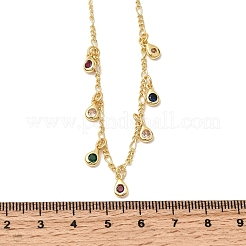 Латунные ожерелья с подвесками в форме слезы с кубическим цирконием и микропаве&nbsp;NJEW-B157-11G