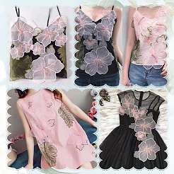 5 Stück Organza-Blume und -Blatt.&nbsp;DIY-WH0622-250