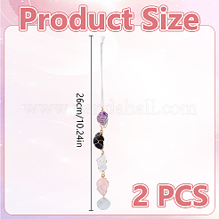 2 Stück roher natürlicher Rosenquarz & lila Fluorit & Obsidian & Quarzkristallnuggets&nbsp;HJEW-DR00227
