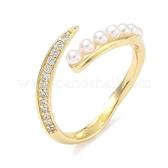 Открытые кольца манжеты из латуни с микропаве и кубическим цирконием&nbsp;RJEW-C158-01G