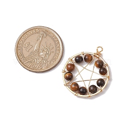 Подвески в форме звезды из натурального смешанного драгоценного камня и медной проволоки&nbsp;PALLOY-JF02832